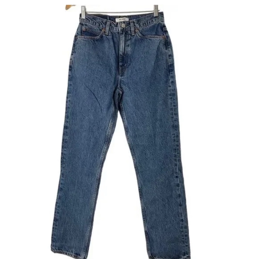 RE/DONE High Rise Mom 70s Classic Straight Stone Indigo Blue Jeans Size 26 NWT